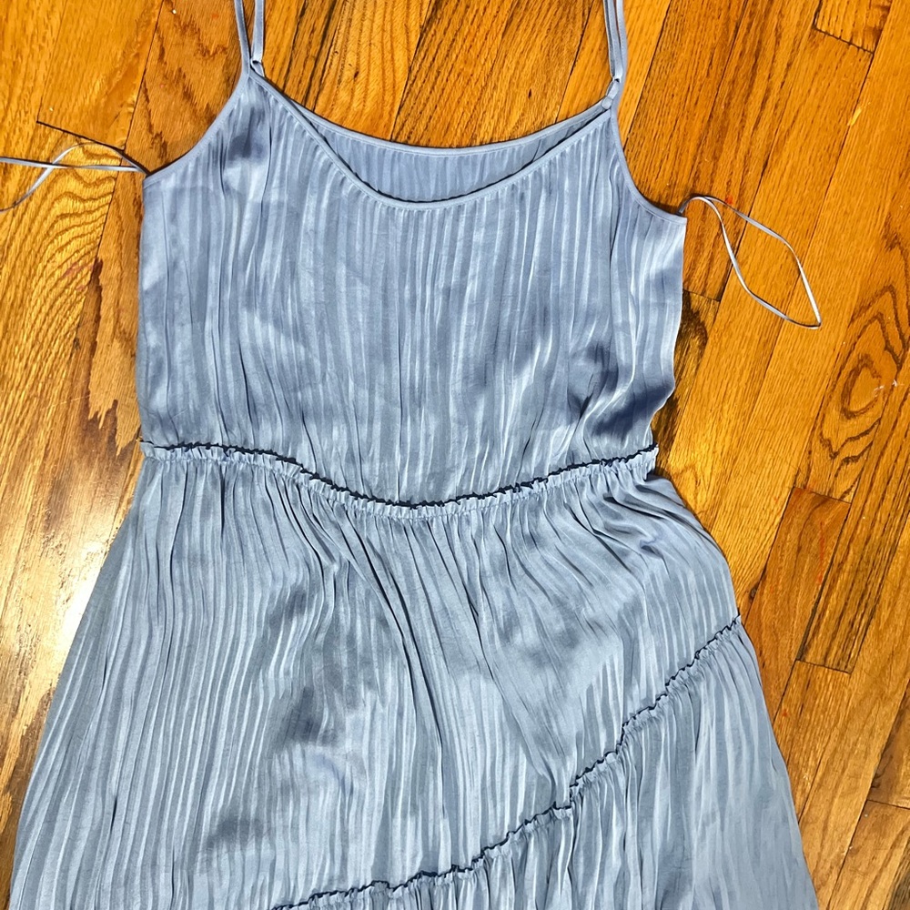 Elegant Blue Pleated Dress